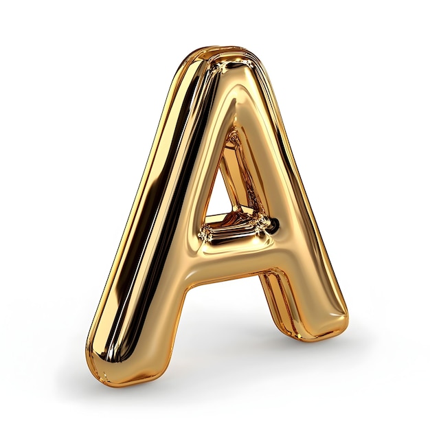 Elegant 3D Golden Letter A on White Background with Simple Graphic Design