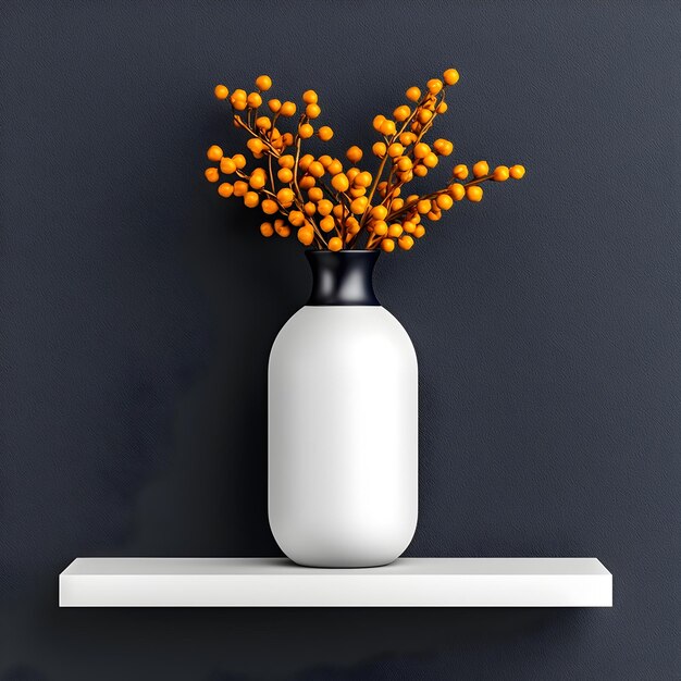 Photo elegant 3d rendered decorative vase on shelf with white background