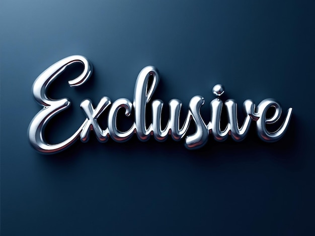 Elegant 3D Text Effect of word EXCLUSIVE with Luxurious Glossy Finish for Premium Branding