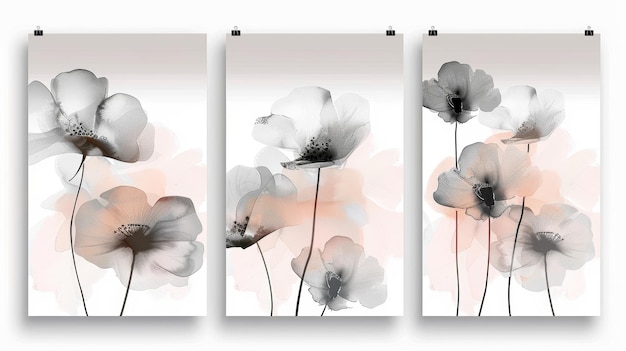 Elegant Abstract Art Posters with Watercolor Flower Designs Generative AI