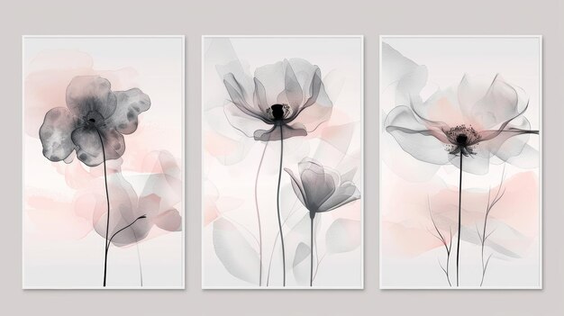 Photo elegant abstract art posters with watercolor flower designs generative ai