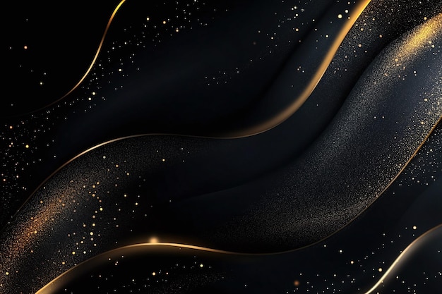 Elegant Abstract Background with Gold Curves and Lines Luxury Design in Black and Gold for Modern