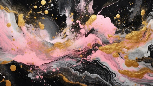 Elegant Abstract Marble Texture with Gold and Pink Swirls