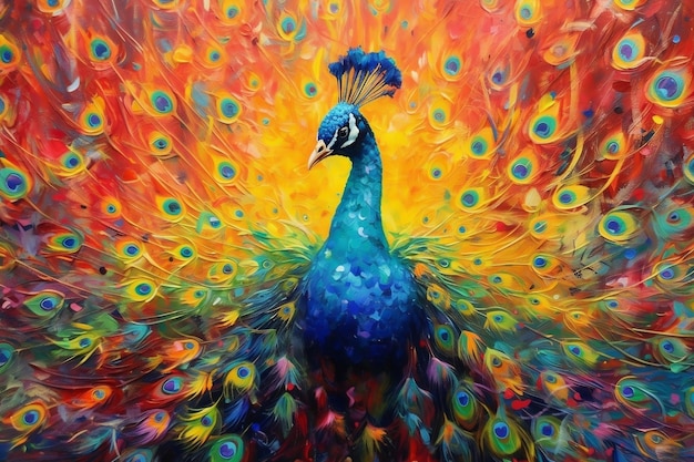 Elegant Abstract Peacock Artwork Majestic Beauty and Vibrant Colors Generative Ai