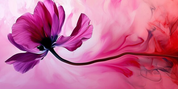 Photo elegant abstract pink flower on fluid background in digital art