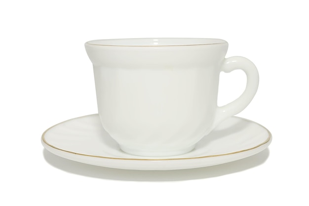 Elegant antique tea cup and saucer For coffee and tea On a white background