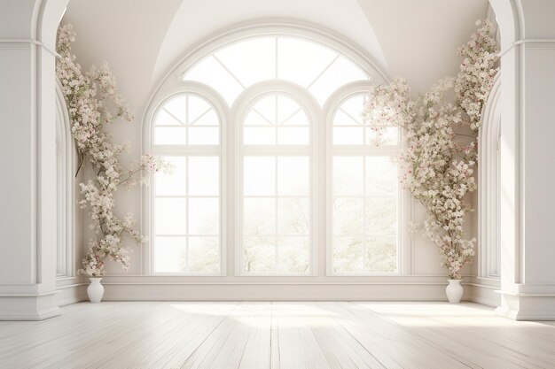 Elegant Arch Floral Room Generative AI