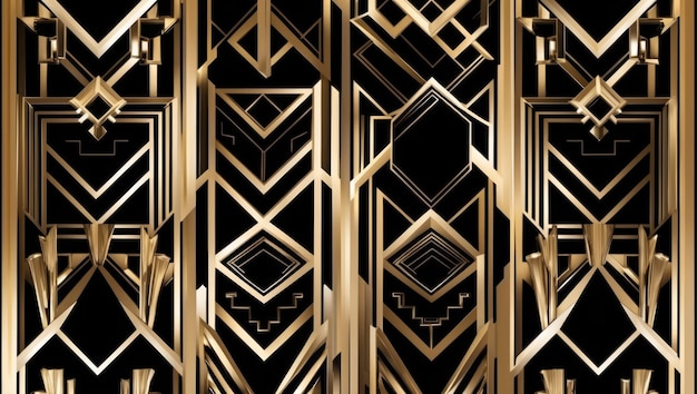 Elegant art deco pattern in gold and black perfect for stylish decor