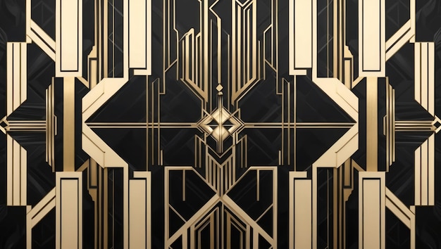 Photo elegant art deco pattern in gold and black perfect for stylish decor