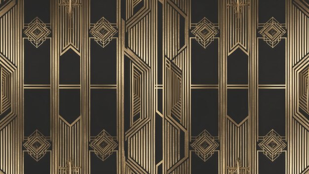 Photo elegant art deco pattern in gold and black perfect for stylish decor