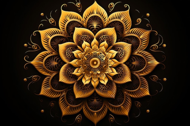 Elegant background with a decorative gold and black mandala design