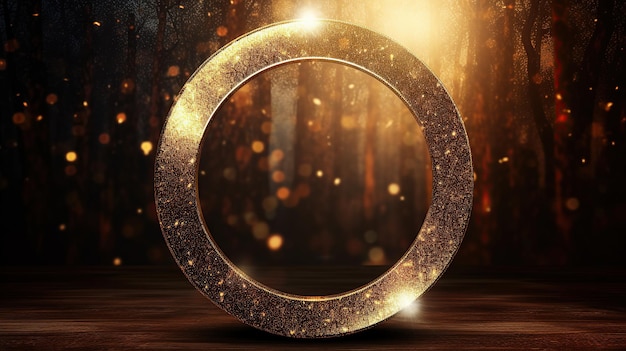 Elegant background with golden circle frame elements and glitter light effect decoration created by Generative AI