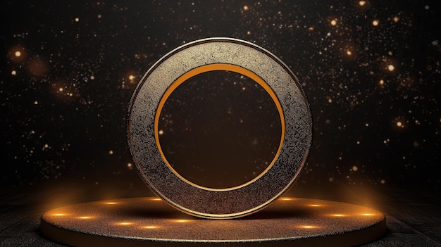 Elegant background with golden circle frame elements and glitter light effect decoration created by Generative AI