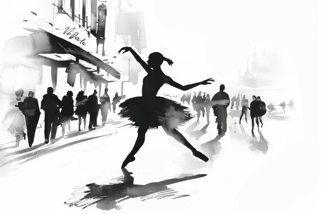 Elegant Ballet Dancer on Busy Street