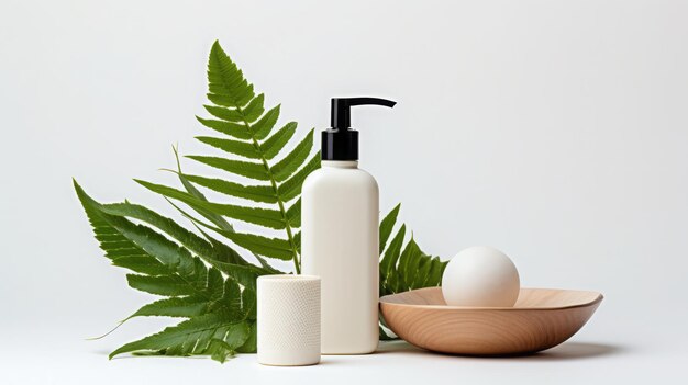 Elegant Bathroom Essentials with Green Plant Decor