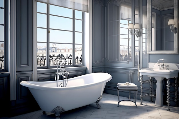 Elegant Bathroom Interior Design 3D Rendering