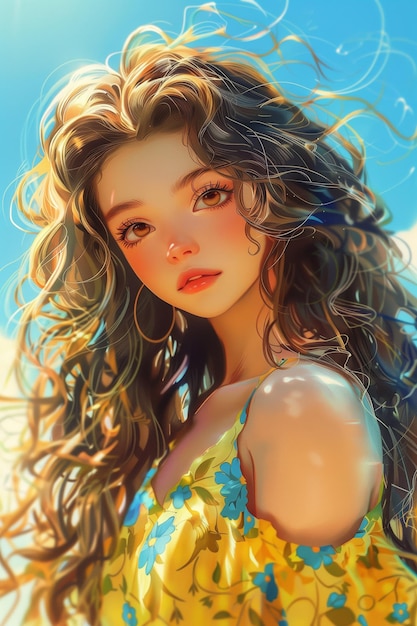 Elegant Beauty A Captivating Anime Portrait