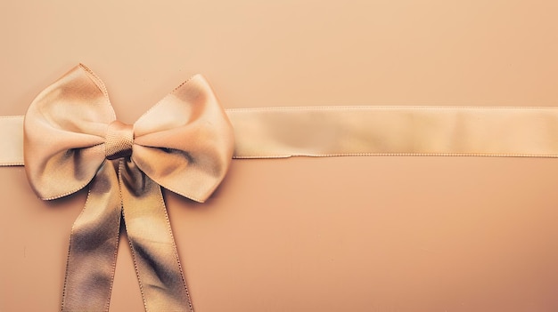 Elegant Beige Ribbon Bow on Minimalist Background for Celebrations Gift Wrapping and Special Occasions