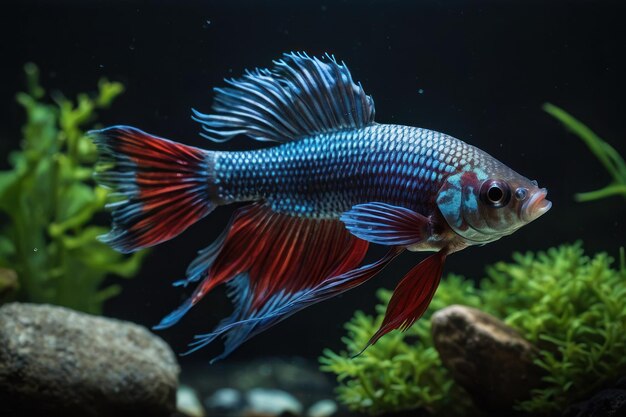 Elegant Betta Fish in Aquarium