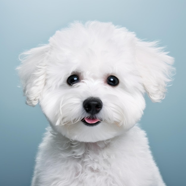 Elegant Bichon Frise Dog Portrait On White Background