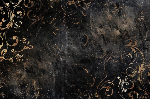 Elegant black background vector illustration with vintage distressed grunge texture