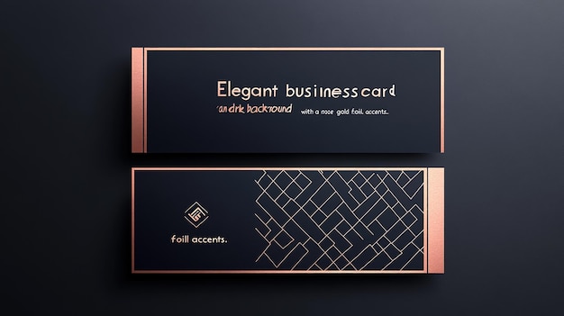 Photo elegant black business card mockup with rose gold foil accents