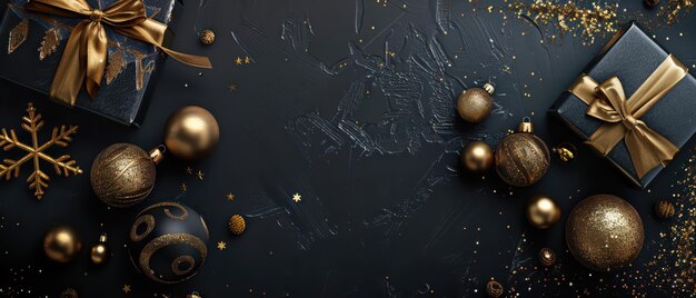 Photo elegant black friday promotion with dark background and gold accents lots of copy space