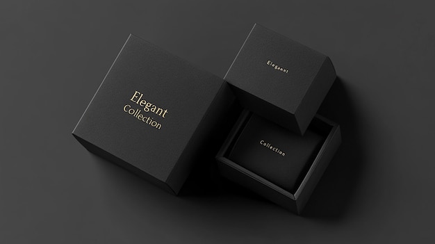 Photo elegant black gift box with gold foil