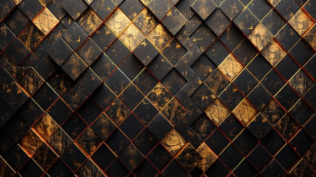 Elegant Black and Gold Diamond Pattern Abstract Background