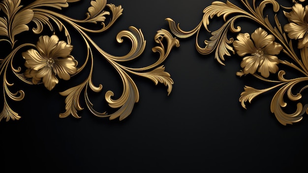 Elegant Black and Gold Floral Wallpaper