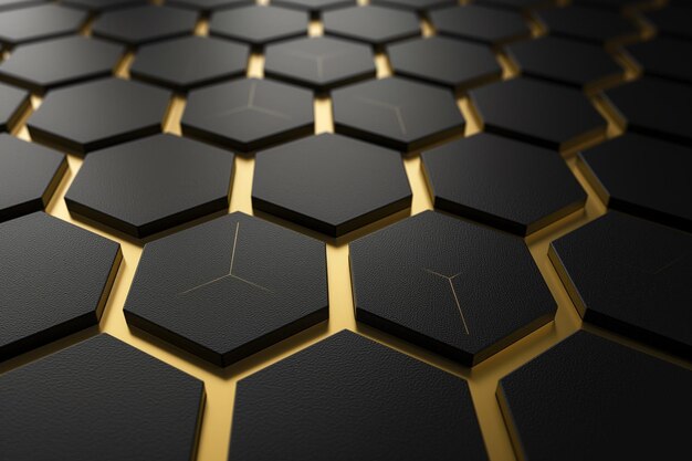 Elegant Black and Gold Hexagonal Tiles Background with Geometric Design