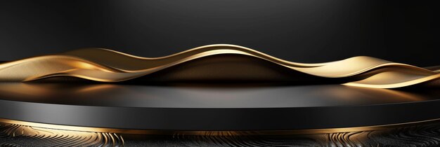 Elegant Black and Gold Podium for Luxury Product Display Generative AI