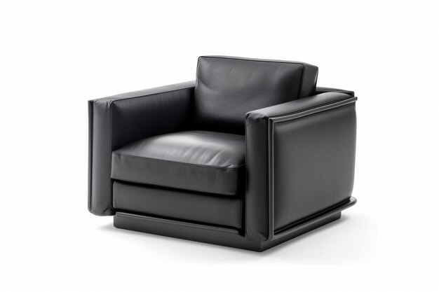 Elegant black leather armchair isolated on a white background simplicity in luxury