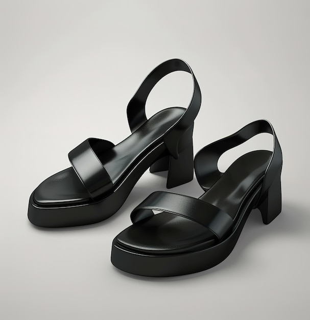 Elegant black leather sandals modern design for stylish comfort and fashion isolated on a neutral background