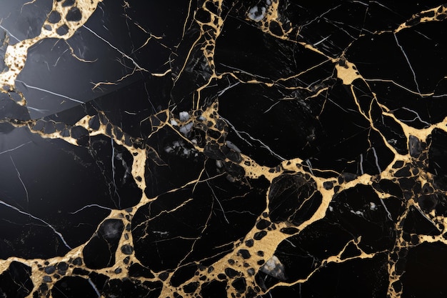 Elegant black marble background with luxury style lines and gold accents for abstract texture design