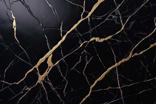 Elegant Black Marble Texture with Gold Veins