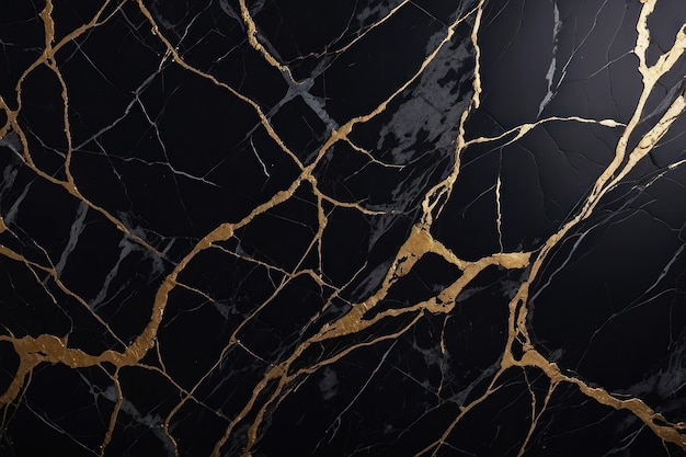 Elegant Black Marble Texture with Gold Veins