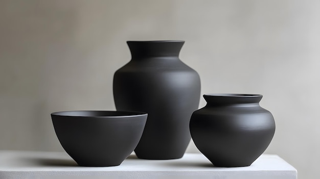 Photo elegant black pottery vases