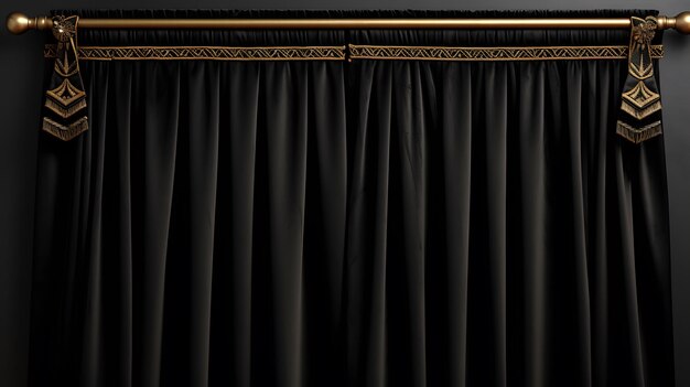 Photo elegant black velvet curtains with gold accents in a luxurious modern living room interior