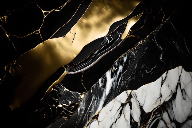 Elegant black, white, and gold marble background texture for use in design projects