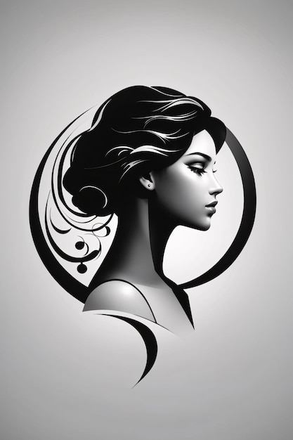 Elegant black and white picture of lady woman