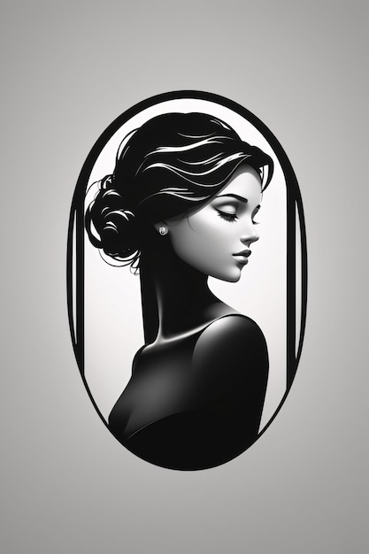 Elegant black and white picture of lady woman