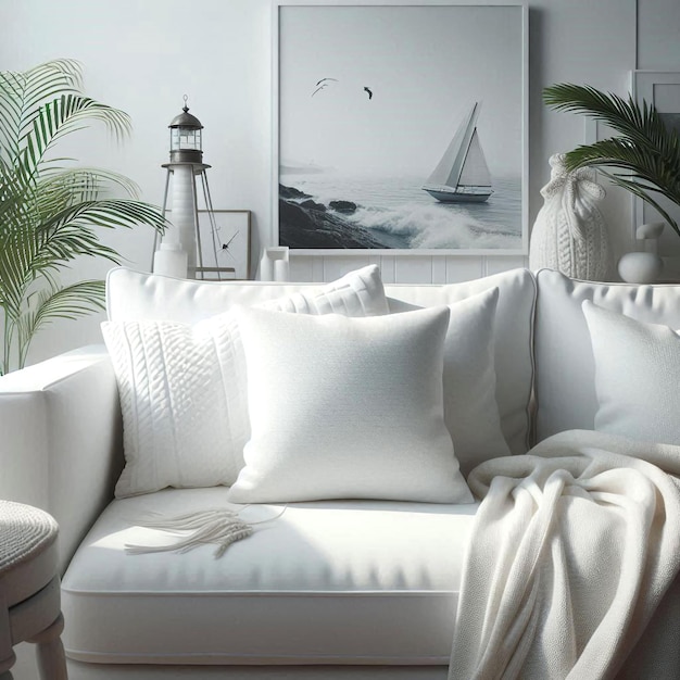 Photo elegant blank pillow adds a touch of class to a contemporary space