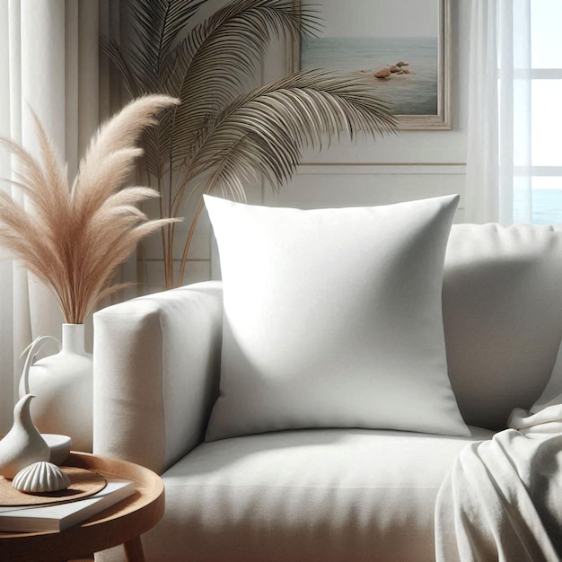 Photo elegant blank pillow adds a touch of style to a contemporary space