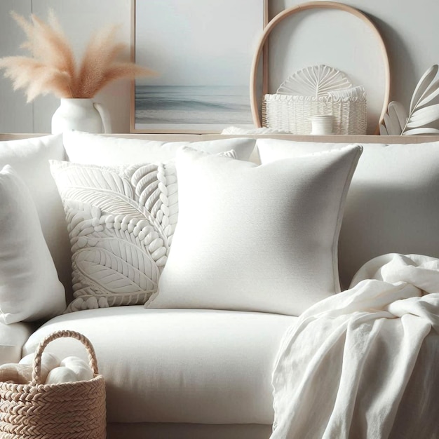 Photo elegant blank pillow in a wellarranged contemporary home