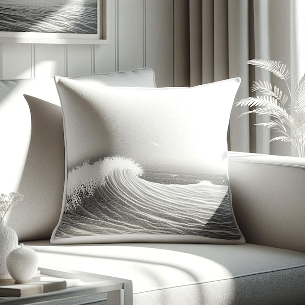 Photo elegant blank pillow in a wellarranged and cozy space