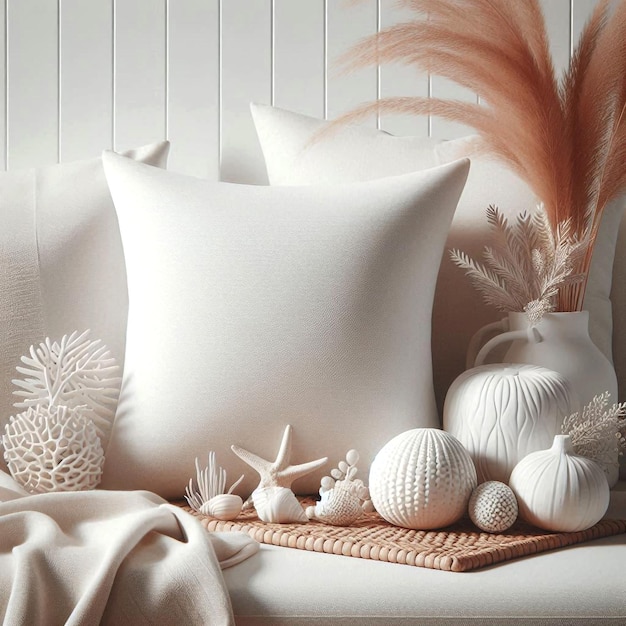 Photo elegant blank pillow in a welldecorated and modern interior