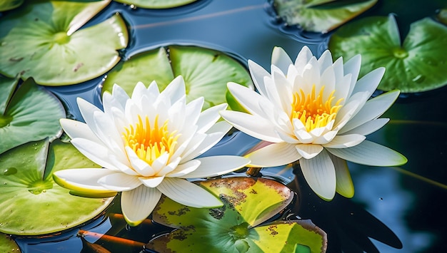 Elegant Blooming Water Lilies