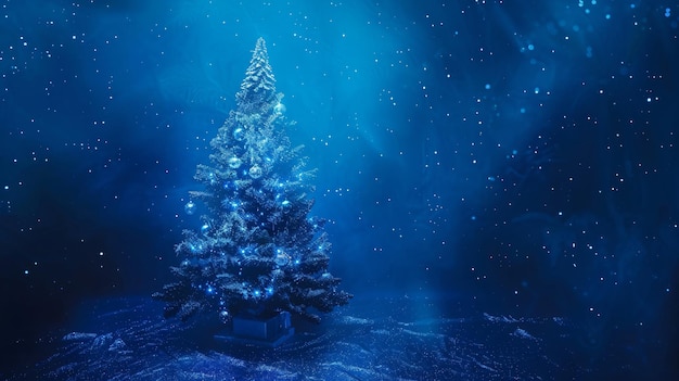 Photo elegant blue christmas tree image for festive concept