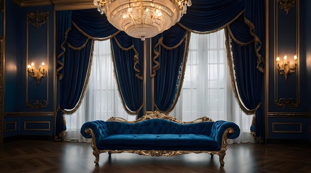 Elegant Blue and Gold Interior Design